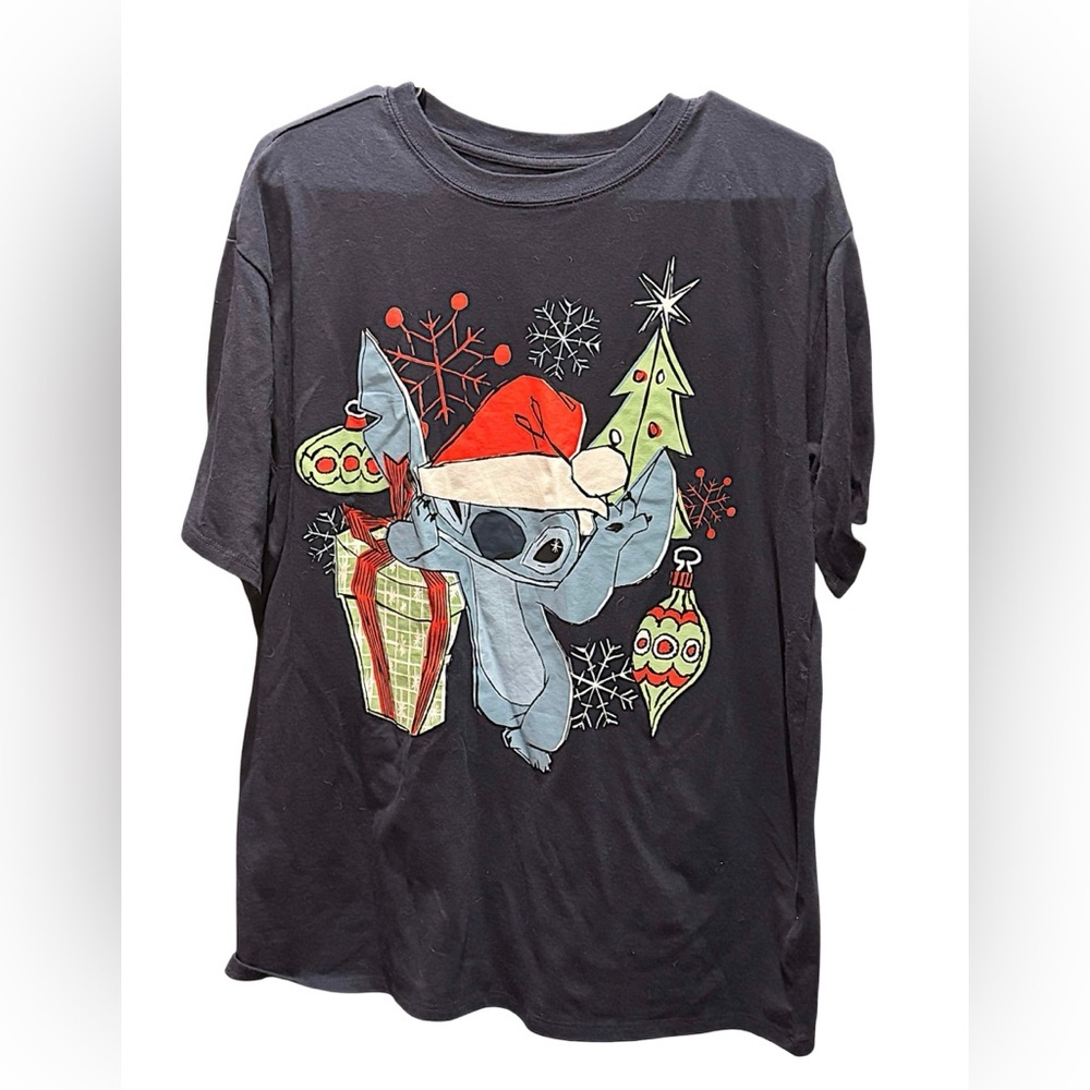 Stitch Disney Navy blue T-Shirt with Holiday Cartoon Design XL
